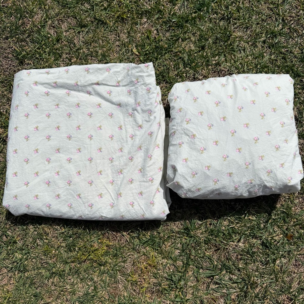 Simply Shabby Chic Blush Beauty King Size 2-Piece Sheet Set Green Pink Rosebuds